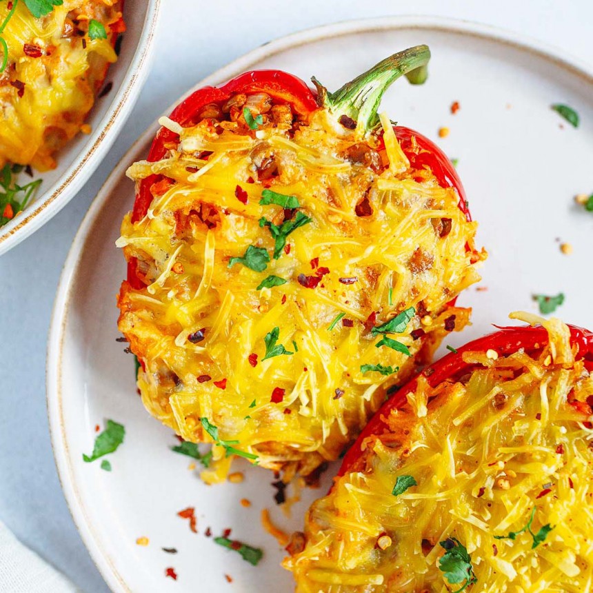 Vegan Stuffed Peppers with Mushrooms and...