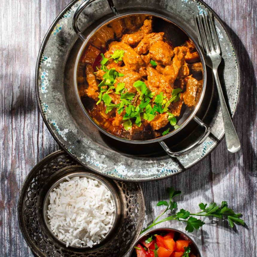 Aromatic beef curry with coconut milk