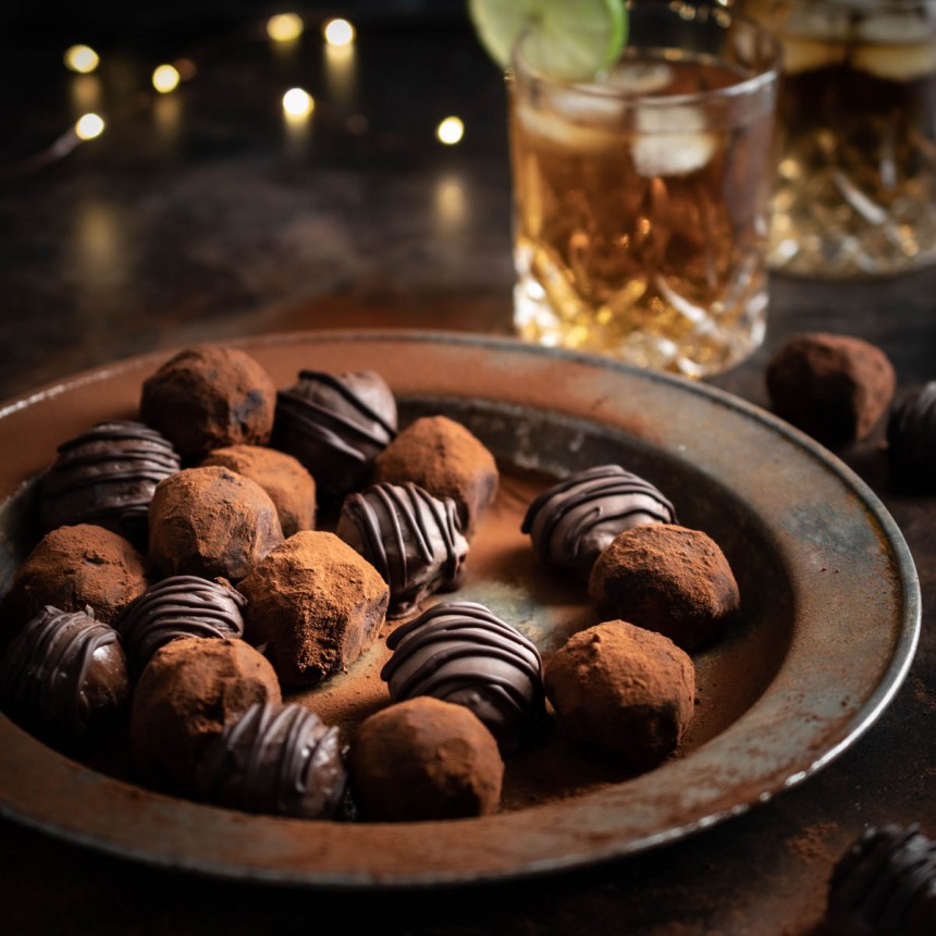 Rum truffles with ginger