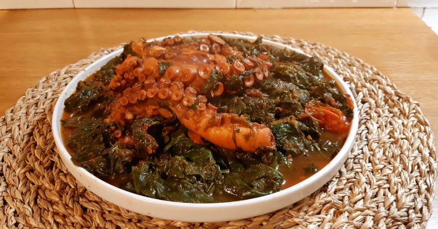 Braised Octopus with Spinach