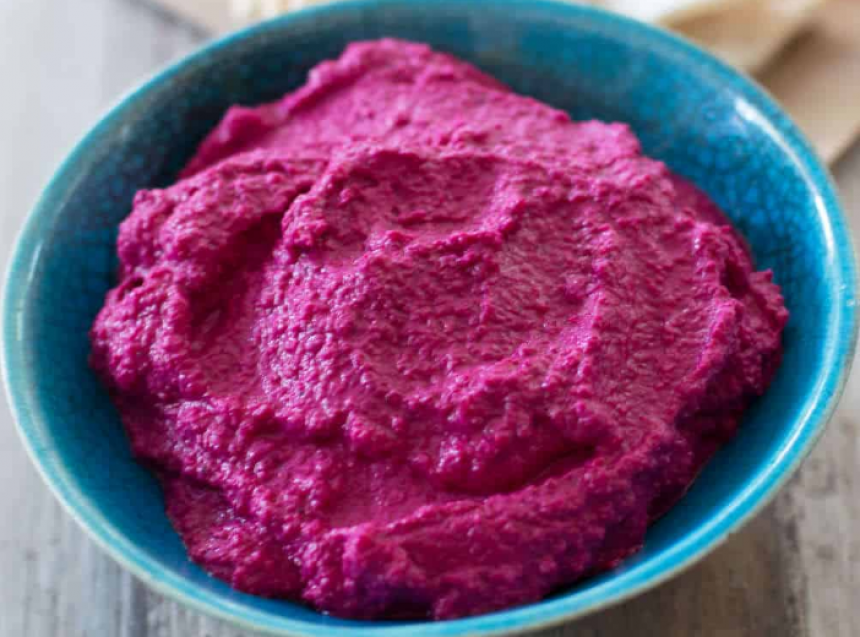 Vibrant Pink Roasted Beet Hummus - A Delicious Vegan, Gluten-Free and Sugar-Free Snack