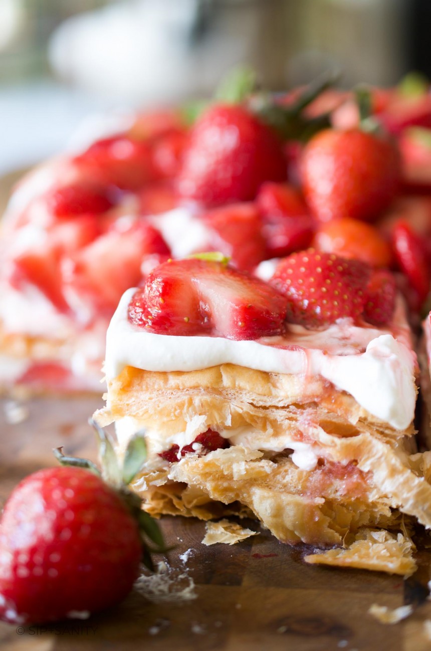 Giant Strawberry Shortcake Dessert with Puff Pastry