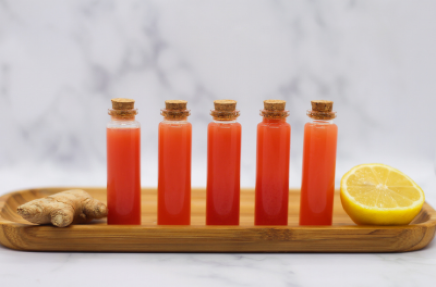 Watermelon Lemon Ginger Juice Wellness Shots Recipe.