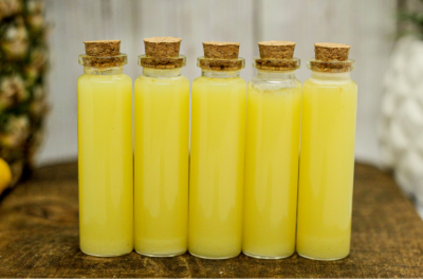 Pineapple Coconut Lemon Ginger Juice Wellness Shots Recipe.