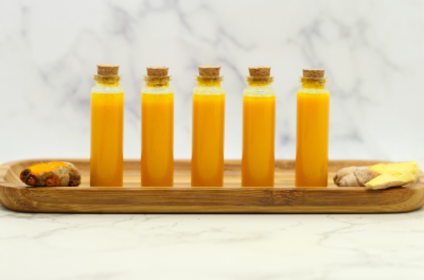 Lemon Ginger Turmeric Wellness Juice Shots Recipe.