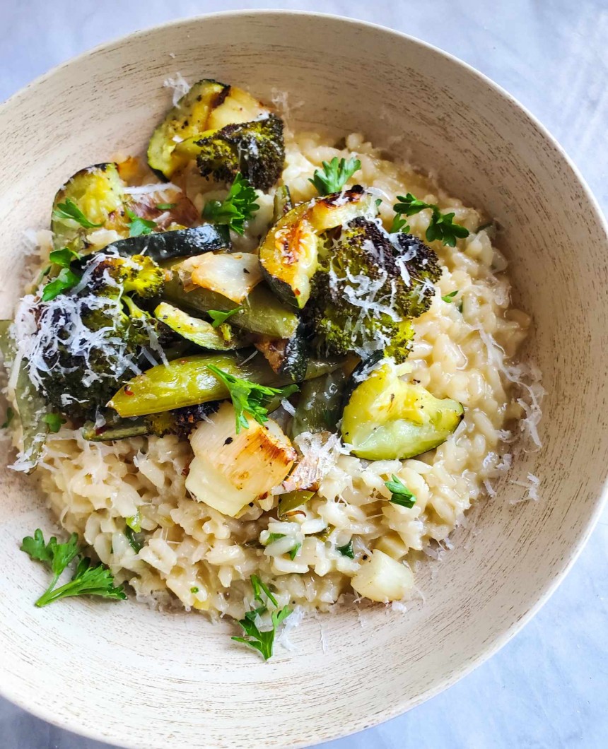 Creamy Risotto with Roasted Green Veggie...