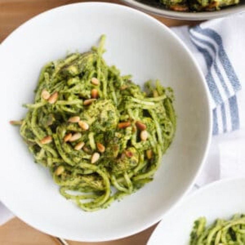 Hearts of Palm Pasta with Pesto and Chic...