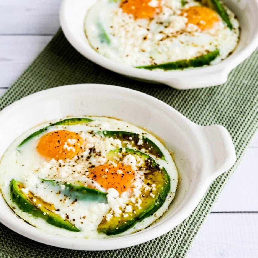 Baked Eggs with Avocado and Feta