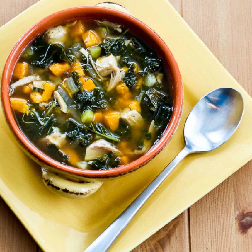Slow Cooker Turkey Soup with Kale and Sw...