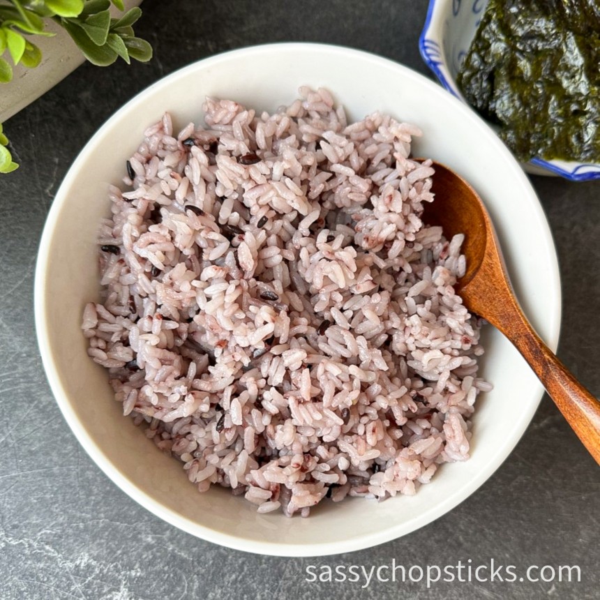 Korean Purple Rice Recipe (Easy Rice Cooker Version)