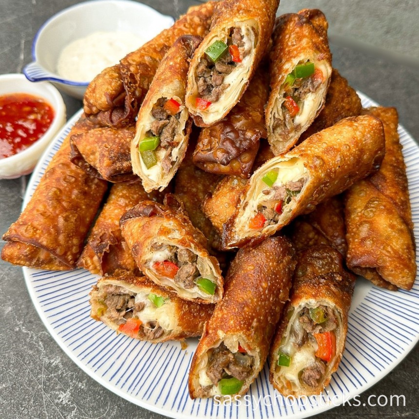 Mouth-Watering Philly Cheesesteak Egg Rolls Recipe