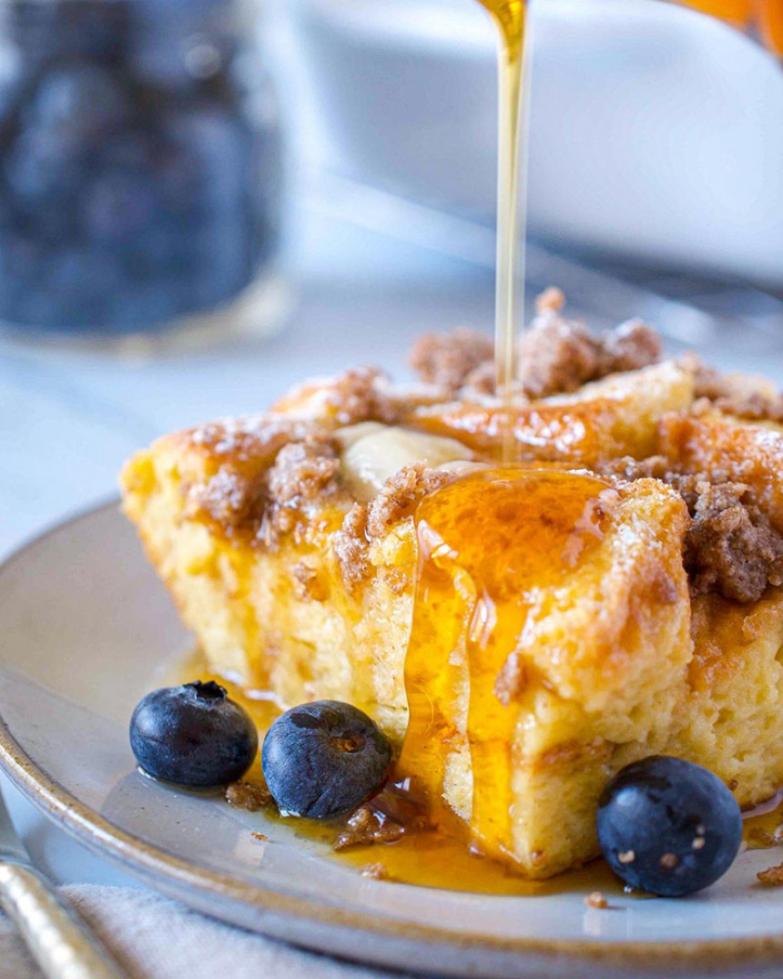 Brioche French Toast Casserole with Maple Butter