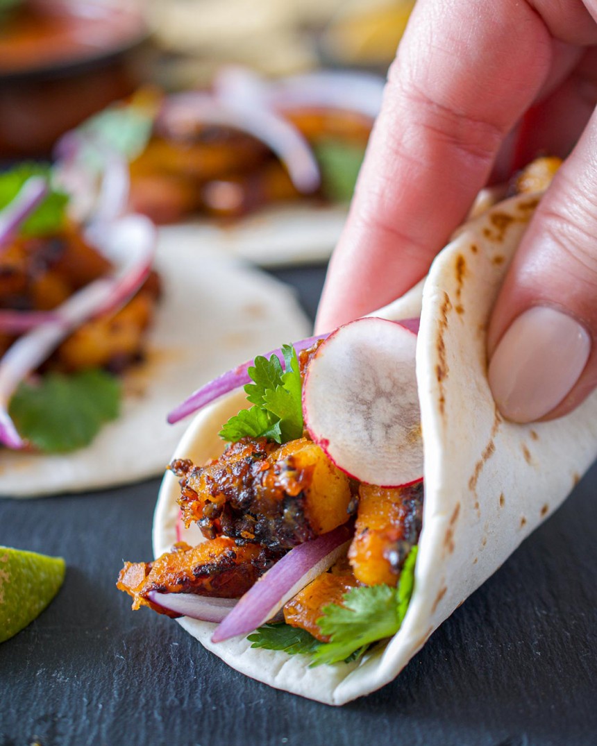 Sweet + Spicy Pork Belly Tacos
