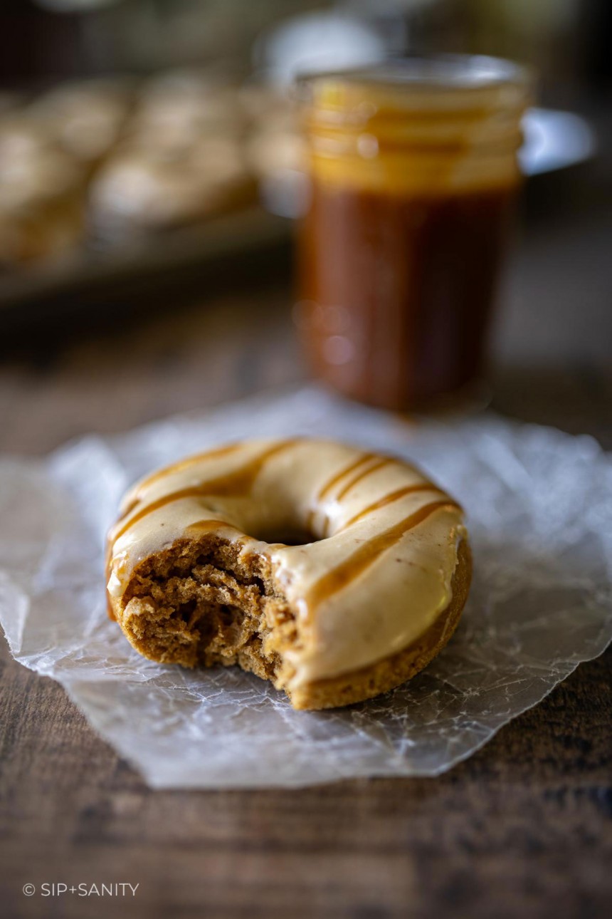 Baked Coffee Donuts with Salted Caramel...