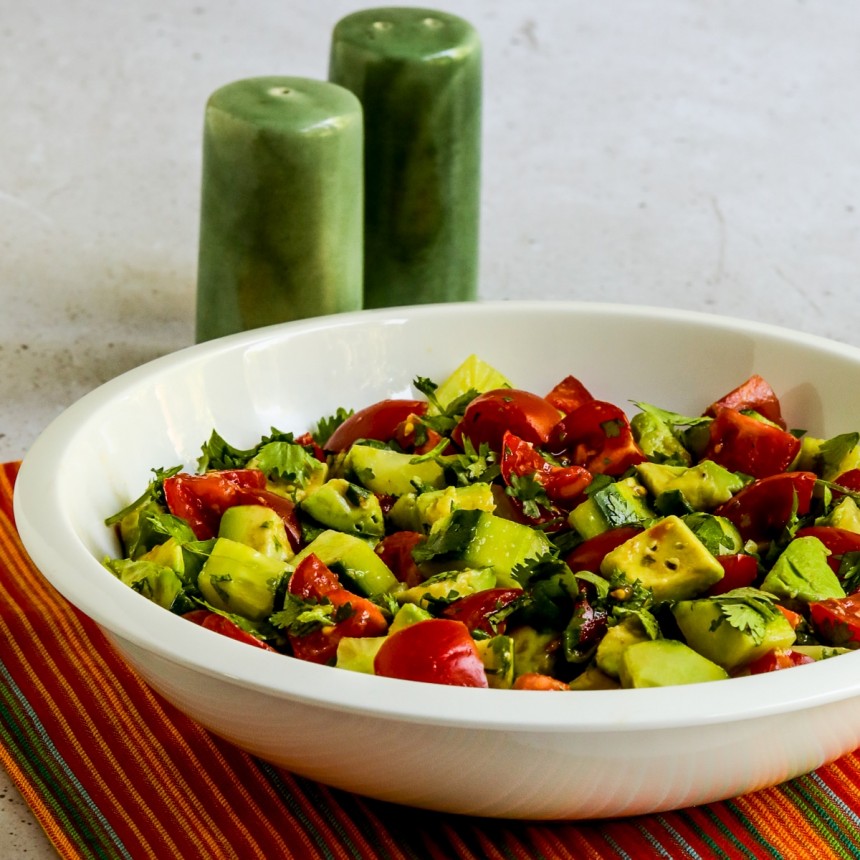 Tomato Salad with Cucumbers, Avocado, an...