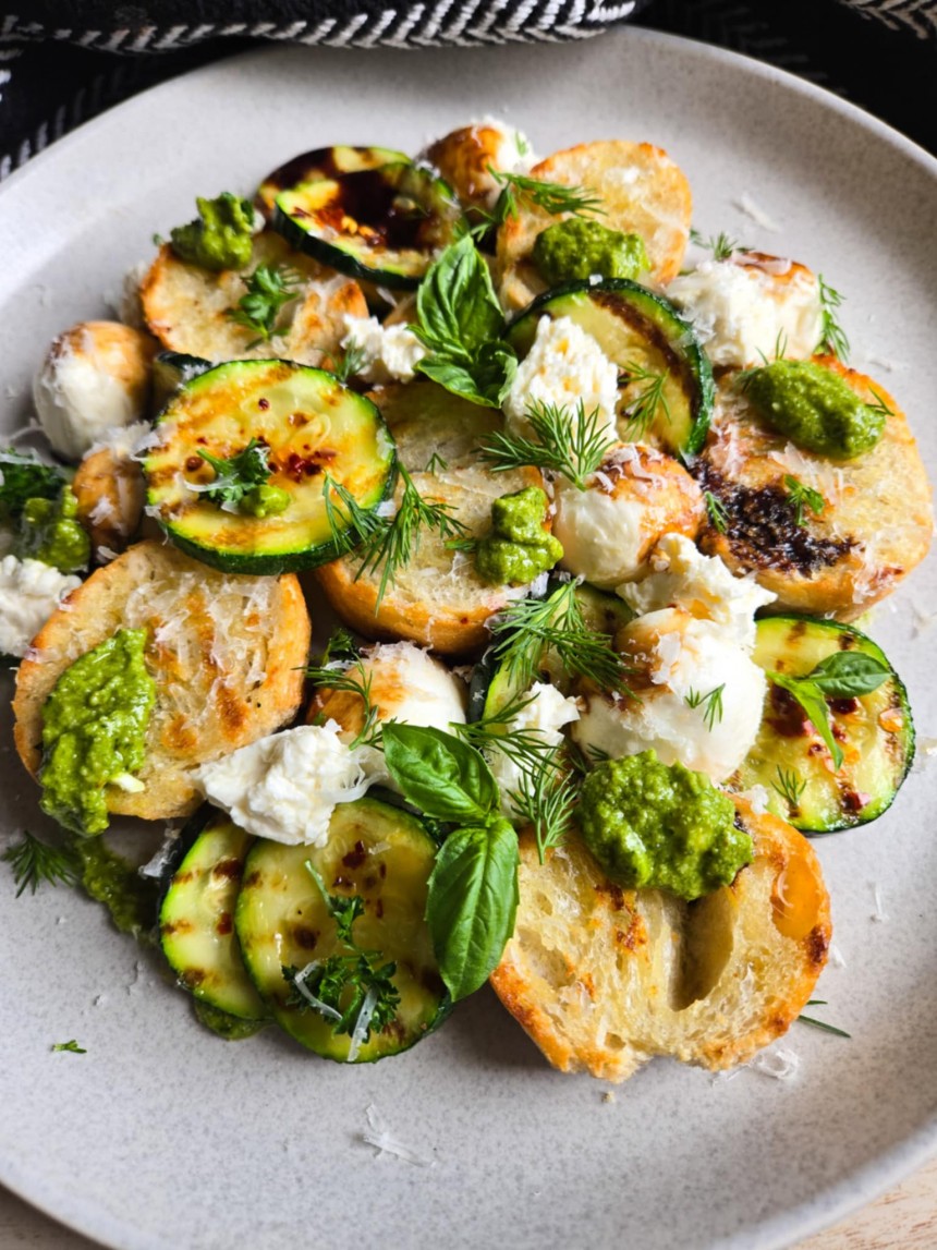 Grilled Zucchini Panzanella Plate