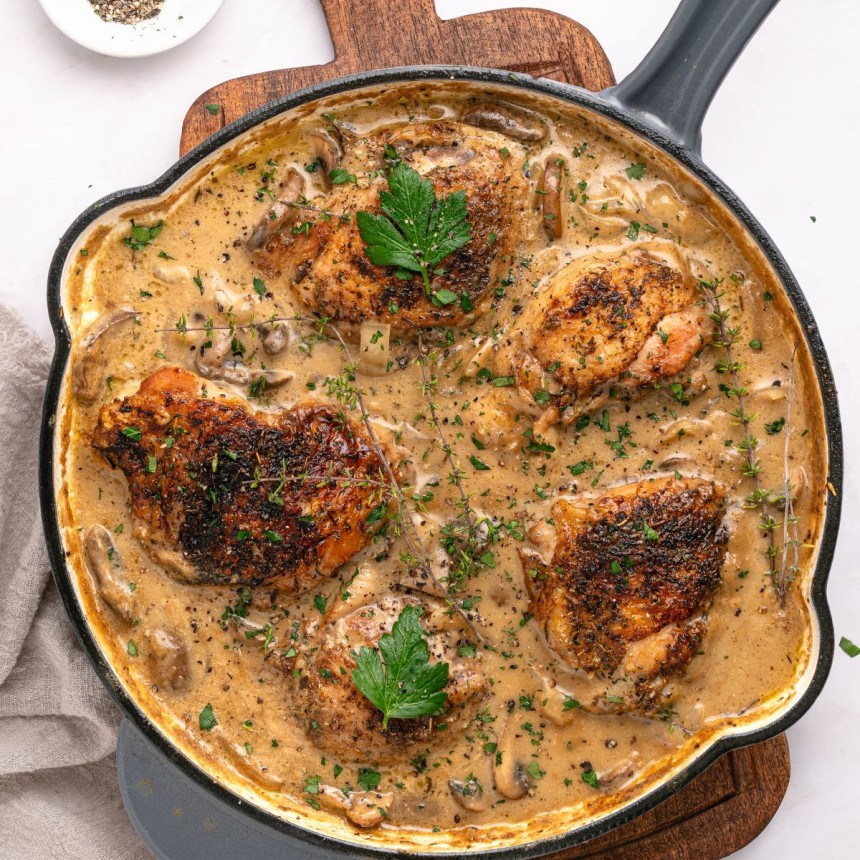 Juicy Chicken Marsala Thighs (GF, One Sk...
