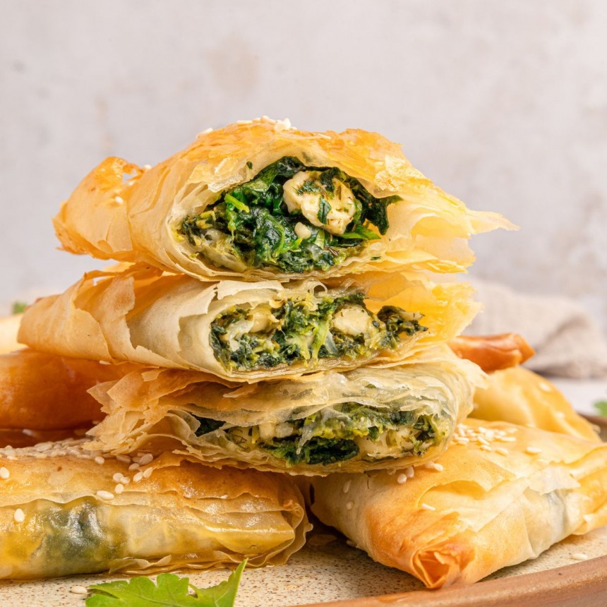 Greek Spanakopita Triangles With Spinach...