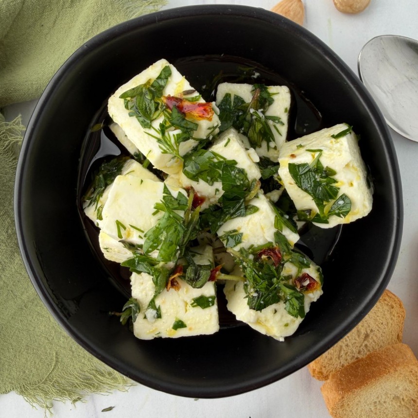 5-Minute Marinated Feta Cheese