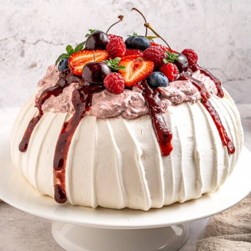 Berry Pavlova With Fresh Whipped Cream