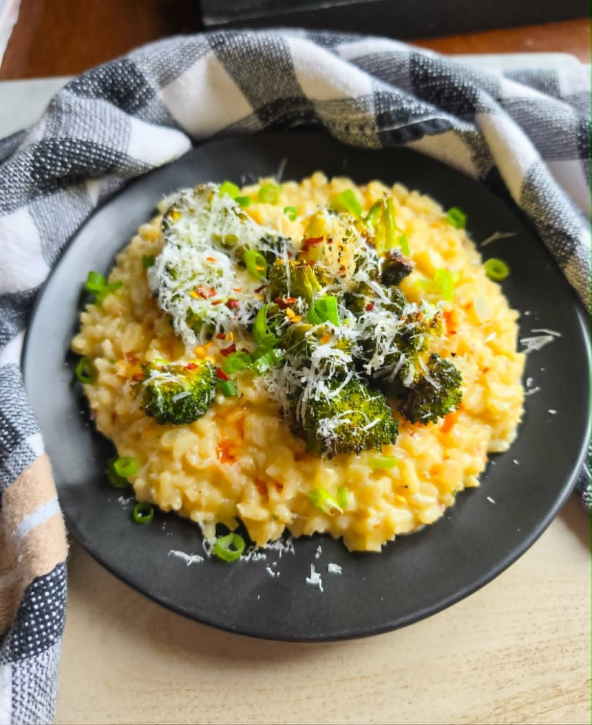 Creamy Boursin Risotto with Roasted Broc...