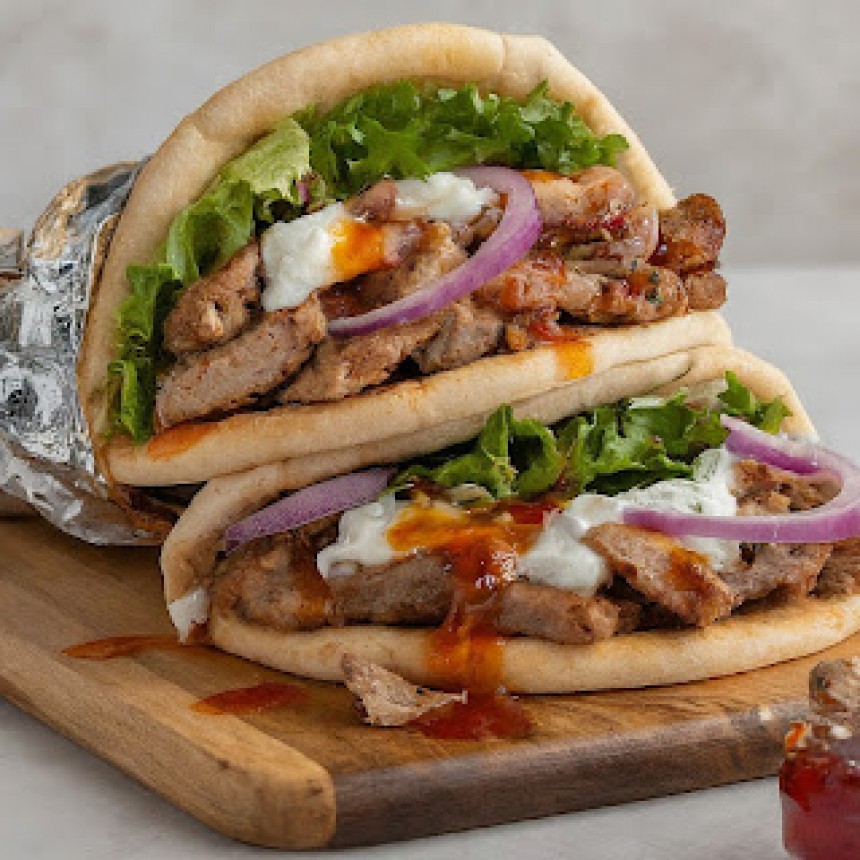 Pork Gyros with Tzatziki and Sweet Chili...