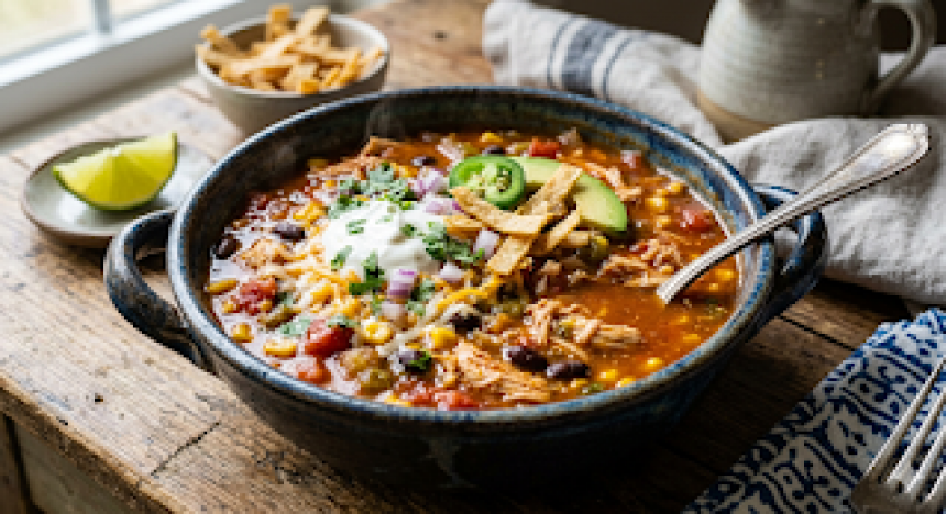 A Hearty Chicken Enchilada Soup Recipe f...