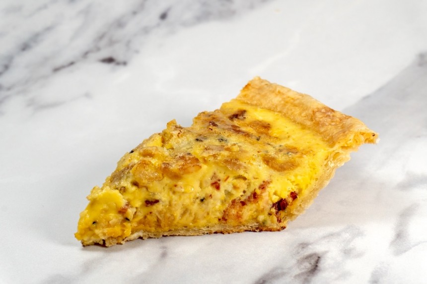 Bacon Blue Cheese Quiche with Caramelize...