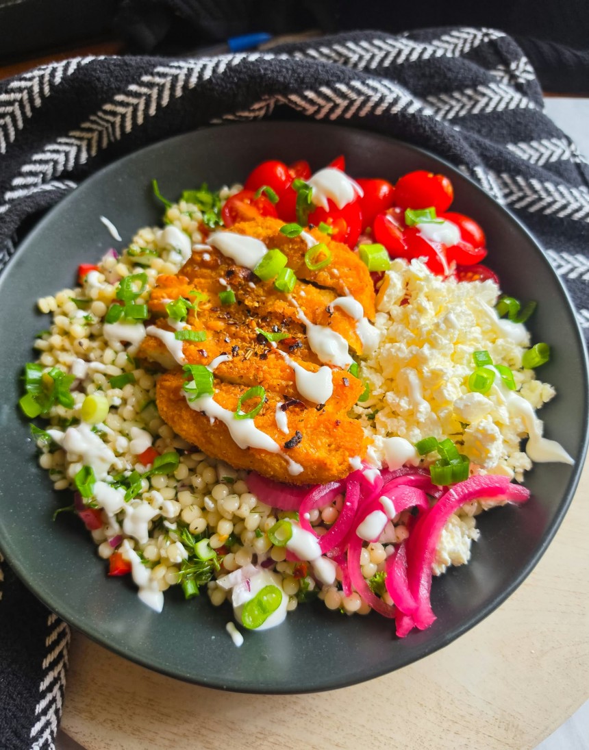 Crispy Chik'n Couscous Bowls