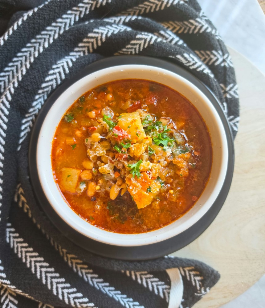 Spicy Tomato Lentil & Bean Soup
