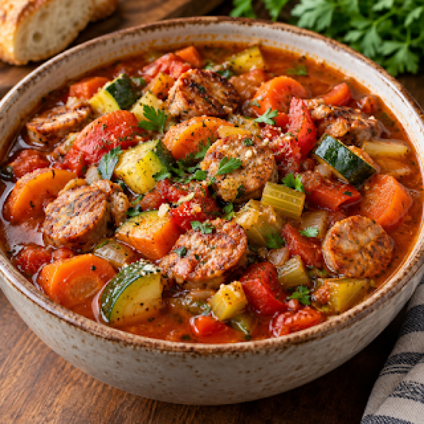 A Hearty Italian Sausage and Vegetable S...